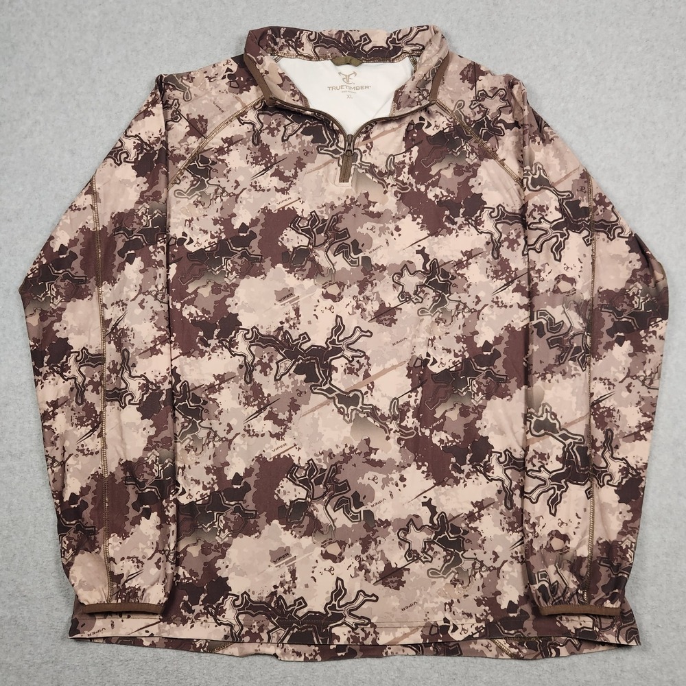TrueTimber Quarter Zip Shirt Size‎ XL Green Viper Camo Hunting Fishing Quick Dry